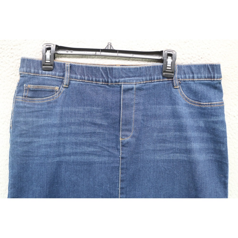 J.Jill Denim Blue Jean Pencil Skirt-Size Large-Pockets-Dark Wash-Country - Picture 3 of 9